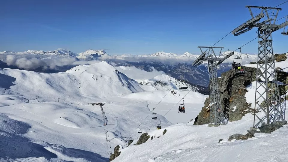 Vlek, sníh, lyže, Verbier