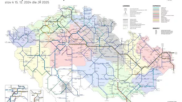 Unikátní mapa Česka ukáže železniční dopravce trochu jinak. Je podobná mapě pražského metra